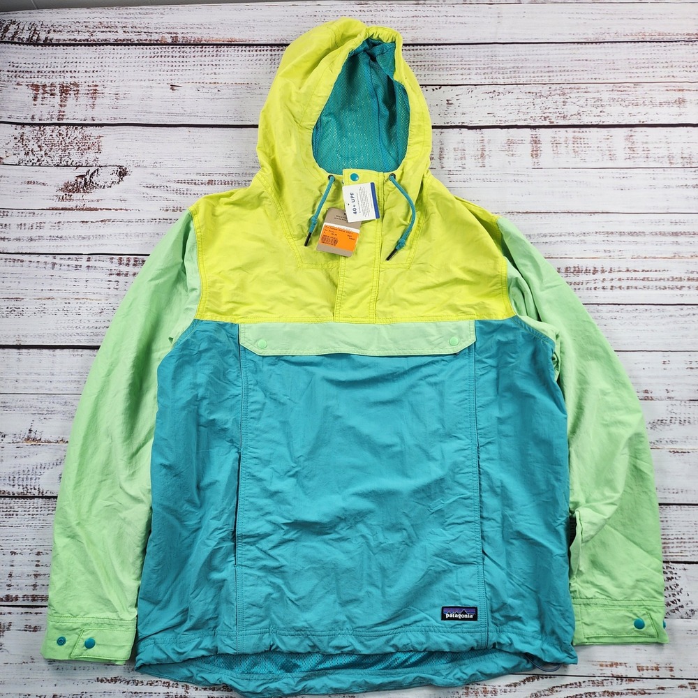 Patagonia Isthmus Anorak Men's L Subtidal Blue Colorblock Jacket 26515 NWT UPF40